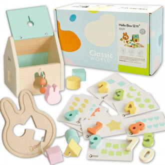 Pastelowy Zestaw dla Niemowląt Box Pierwsze Zabawki do Nauki od 12 do 18 miesiąca CLASSIC WORLD