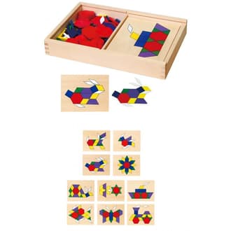 Drewniana Mozaika Geometryczna Klocki Dienesa Układanka Logiczna 148 el. Montessori VIGA Toys