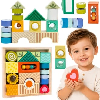 Drewniane Klocki Sensoryczne Montessori 7 Funkcji 14 el. CLASSIC WORLD