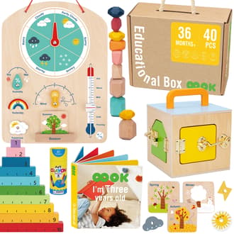 Edukacyjne Pudełko Montessori 6w1 dla 3 Latka z Tablicą Pogody i Grą w Liczenie TOOKY TOY