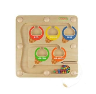 Drewniany Labirynt Magnetyczny Sorter Kolorów Lody z Kulkami EDU MASTERKIDZ