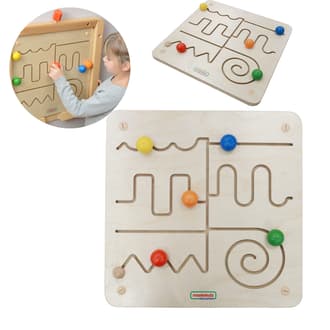 Drewniana Tablica Labirynt Montessori Fale i Linie z 6 Kulkami MASTERKIDZ