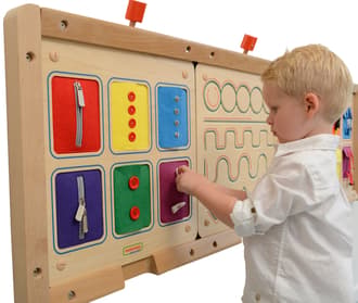 Tablica Ścienna Otwieranie i Zamykanie Suwaki Guziki Napy Montessori MASTERKIDZ