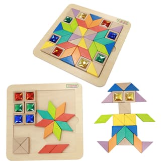 Drewniana Układanka Mozaika Tangram Montessori z Kryształkami MASTERKIDZ