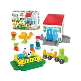 Klocki Jeżyki Pin Bricks Farma w Kartonie 100 el. + 3 Figurki MOCHTOYS
