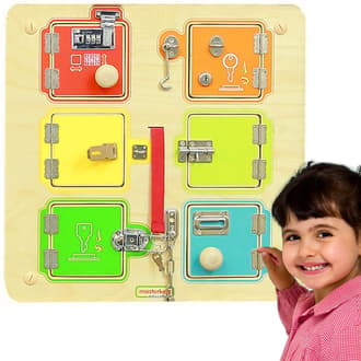 Ścienna Tablica Manipulacyjna z Zamkami i 6 Sejfami MASTERKIDZ