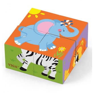 Drewniana Układanka Zoo Puzzle 4 Klocki VIGA