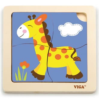 Poręczne Drewniane Puzzle Żyrafa VIGA
