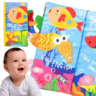 Książeczka z Ogonkami Zwierząt Morskich Sensoryczna Szeleszcząca WOOPIE BABY
