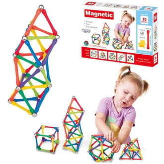 Klocki Magnetyczne Konstrukcyjne Układanka Kreatywna 70 el. WOOPIE