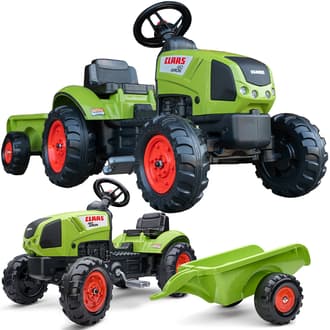 Traktor Claas Zielony na Pedały z Przyczepą i Klaksonem FALK