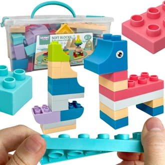 Miękkie Klocki Soft Blocks w Pudełku z Rączką 99 el. WOOPIE