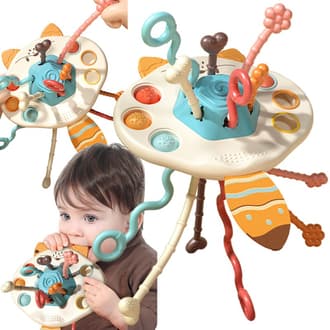 Zabawka Sensoryczna Montessori Gryzak Grzechotka Wielofunkcyjny Lis WOOPIE BABY