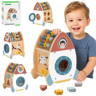 Kosmiczna Rakieta Aktywności Sorter Labirynt Drewniany TOOKY TOY