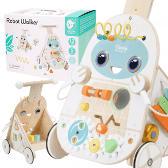 Chodzik Pchacz 4w1 Robot Walker dla Dzieci Ksylofon Lustro Sorter CLASSIC WORLD