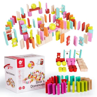 Drewniane Domino dla Dzieci Misie 105 el. CLASSIC WORLD