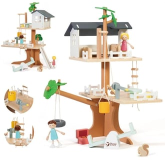 Drewniany Domek na Drzewie dla Lalek 31 el. CLASSIC WORLD