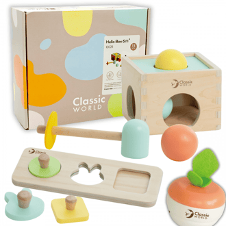 Pastelowy Zestaw Edukacyjny dla Dzieci Box od 6 do 12 miesiąca CLASSIC WORLD