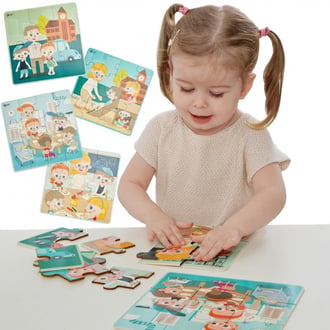 Puzzle 4w1 Dzień w Szkole CLASSIC WORLD