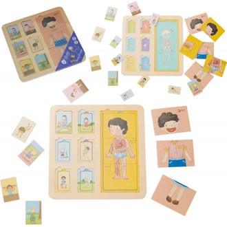 Tablica Edukacyjna Ciało Ludzkie Układanka Klocki Puzzle dla Dzieci Dopasuj Montessori 19 el. CLASSIC WORLD