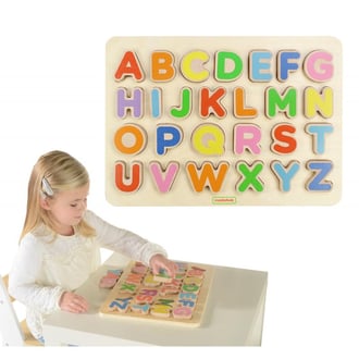 Drewniana Tabliczka Edukacyjna Alfabet Wielkie Literki Montessori MASTERKIDZ