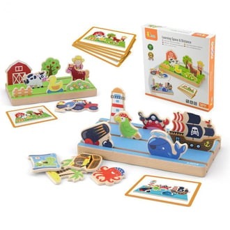 Drewniana Układanka Edukacyjna Nauka Odległości 2w1 VIGA Toys