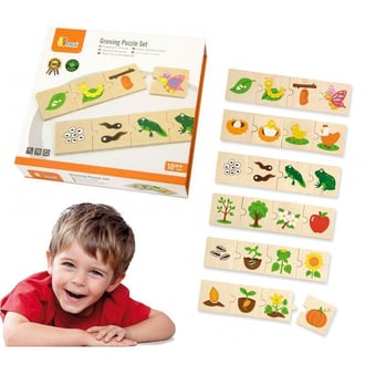 Drewniane Puzzle Rosnące Zwierzątka i Rośliny VIGA Toys