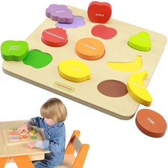 Drewniany Sorter Kształtów Kolorowe Owoce Montessori MASTERKIDZ