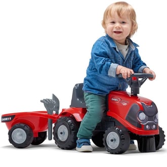 Traktorek Baby Case IH Ride-On Czerwony z Przyczepką + akc. od 12 miesięcy FALK