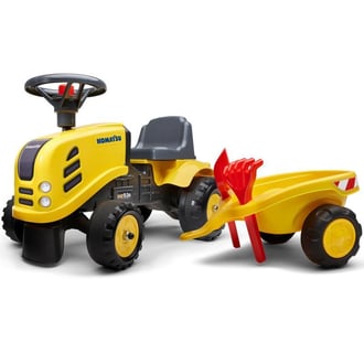 Traktorek Baby Komatsu Żółty z Przyczepką + akc. od 1 roku FALK