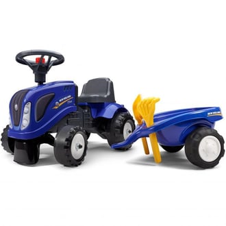 Traktorek Baby New Holland Niebieski z Przyczepką + akc. od 1 roku FALK