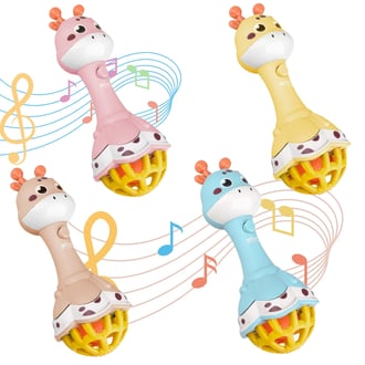 Grzechotka Żyrafka Sensoryczna Gryzak z Muzyką Montessori WOOPIE BABY
