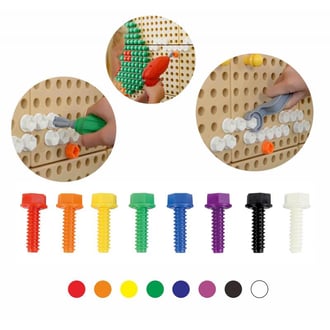 Kolorowe Śrubki do Tablicy Kreatywnej Naukowej STEM 512 szt. Mix Kolorów MASTERKIDZ