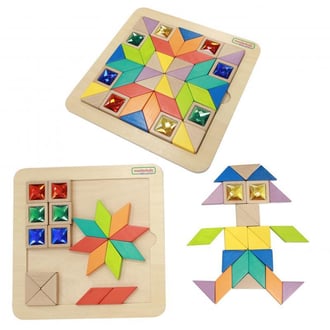 Układanka Mozaika Nauka Kolorów i Kształtów Tangram Montessori MASTERKIDZ