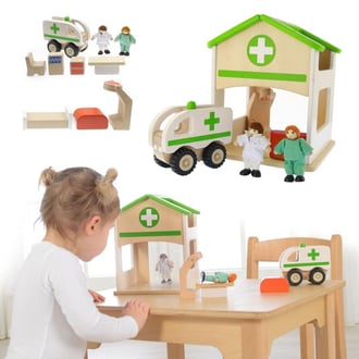 Mini Szpital Drewniany Zestaw Makieta MASTERKIDZ