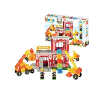 Klocki Jeżyki Pin Bricks Straż Pożarna w Kartonie 100 el. + 2 Figurki MOCHTOYS