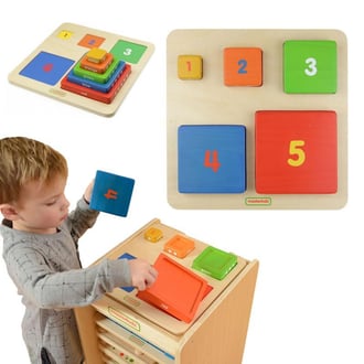 Piramidka Drewniana Edukacyjna Liczenie Kolory Montessori MASTERKIDZ