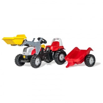 rollyKid Traktor na Pedały STEYR Czerwony z Łyżką i Przyczepą ROLLY TOYS