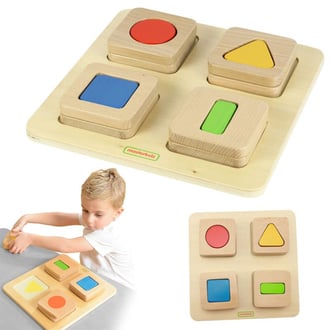 Sensoryczny Sorter Drewniany Kształty i Kolory Montessori MASTERKIDZ