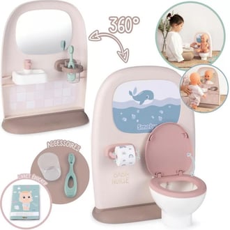 Baby Nurse Dwustronna Toaleta Łazienka Dla Lalki z Akcesoriami SMOBY