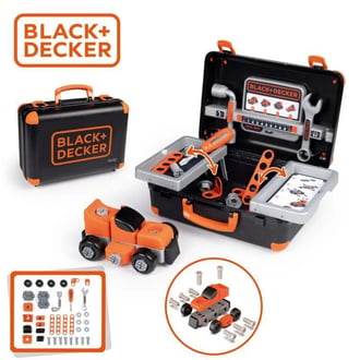 Black & Decker Walizka z Narzędziami + Samochód w Częściach SMOBY