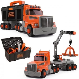 Ciężarówka 3w1 Black+Decker Narzędzia Dźwig 60 Akc. SMOBY
