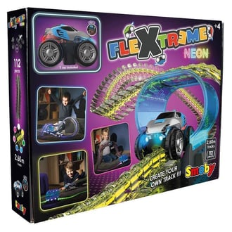Flextreme Neon Tor Samochodowy z Autem Zestaw Startowy SMOBY