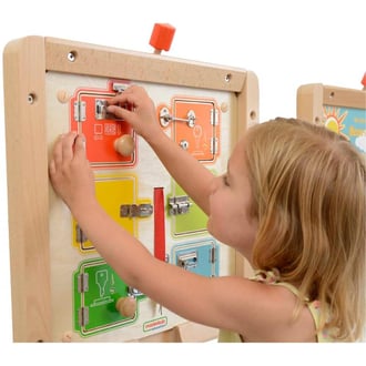 Tablica Ścienna Drewniana Nauka Otwierania Zamków - 6 Sejfów MASTERKIDZ