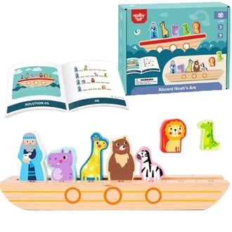 Drewniana Arka Noego + Książeczka z Zagadkami TOOKY TOY