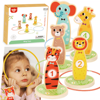 Drewniana Gra Zręcznościowa Rzut do Celu Zwierzątka 15 el. TOOKY TOY