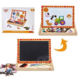 Drewniana Tablica Dwustronna Puzzle Układanka Magnetyczna Farma TOOKY TOY