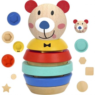 Drewniana Układanka Piramidka Kształty Miś 11 el. TOOKY TOY