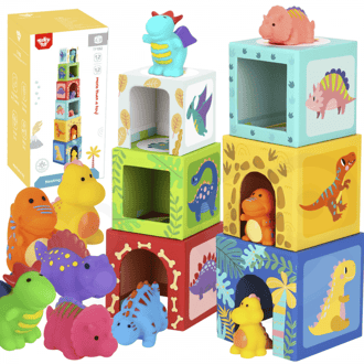 Drewniane Klocki Układanka Edukacyjna + 6 Figurek do zabawy 12 el. TOOKY TOY