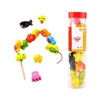 Drewniane Koraliki Klocki do Nawlekania Morskie Zwierzęta 13 el. TOOKY TOY